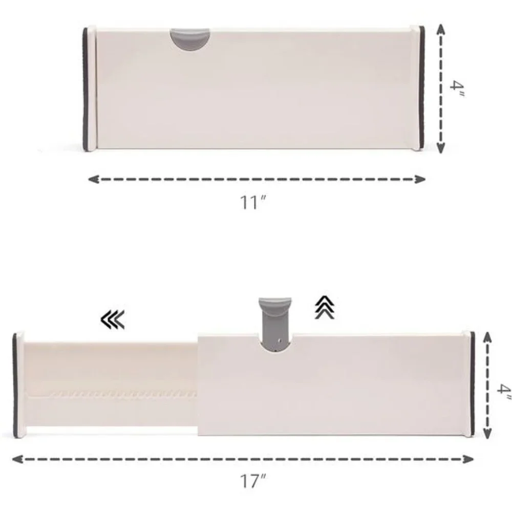 4 Pack Adjustable Dresser Drawer Dividers Organizers, Plastic Expandable Drawer